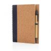 Cuaderno espiral de corcho con bolgrafo promocional