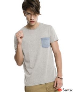 Camiseta hombre manga corta con bolsillo en pecho personalizable