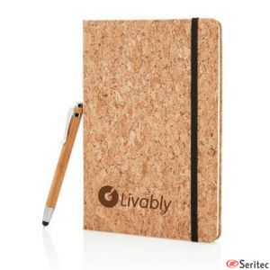 Libreta A5 con bolgrafo touch de bamb personalizada