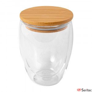 Vaso de cristal de bamb doble pared