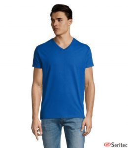 Camiseta cuello pico personalizable 190 grs. corte de mujer y hombre en varios colores