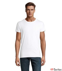 Camiseta  BLANCA hombre ajustada de punto liso y cuello redondo