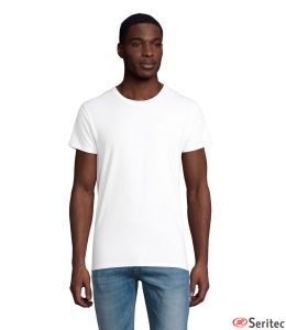 Camiseta BLANCA hombre de punto liso y cuello redondo