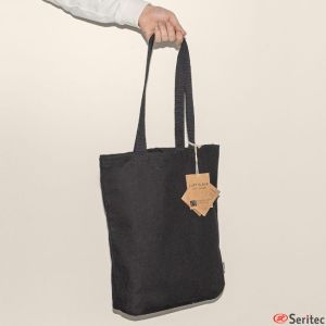 Bolsa tote negra publicitaria comercio justo 280 gr