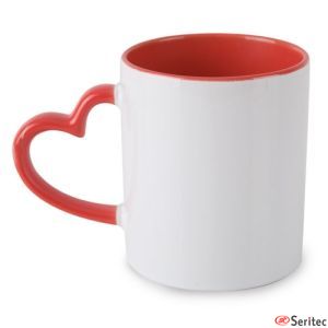 Taza para sublimación con asas con forma de corazón