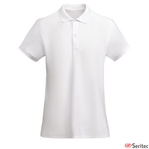 Polo ecolgico entallado blanco mujer personalizado