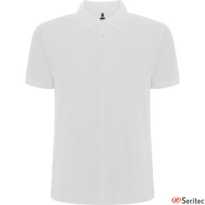 Polo blanco hombre manga corta con detalle en relieve personalizado