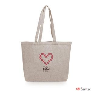 Bolsa de algodn reciclado con fuelle personalizada