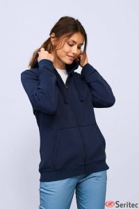 Sudadera deportiva mujer con capucha y cremallera personalizada