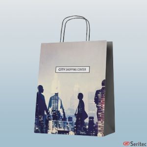 Bolsa papel con asas rizadas personalizable