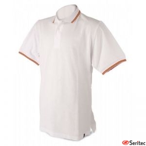 Polo hombre Pierre Delone blanco con bandera Espaa personalizado