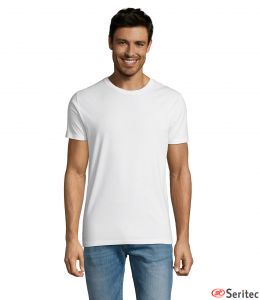 Camiseta BLANCA ajustada cuello redondo personalizable Mujer  y Hombre