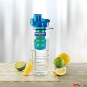 Botella de Tritan personalizable sin BPA con compartimento interior para fruta