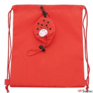 Mochila plegable con forma de mariquita publicitaria