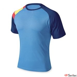 Camiseta azul con la bandera de Espaa personalizada