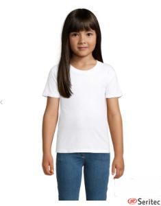 Camiseta blanca de nio con cuello redondo personalizable