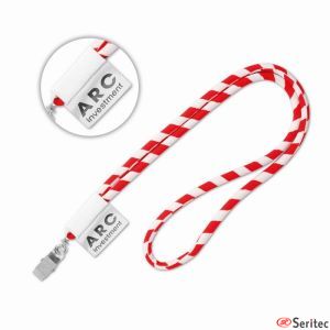 Lanyard de cordn 2 tonos con etiqueta tejida