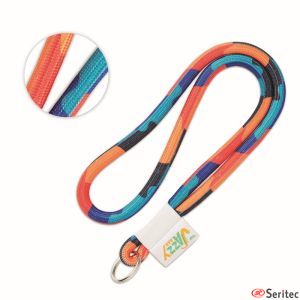 Lanyard tubular con etiqueta tejida