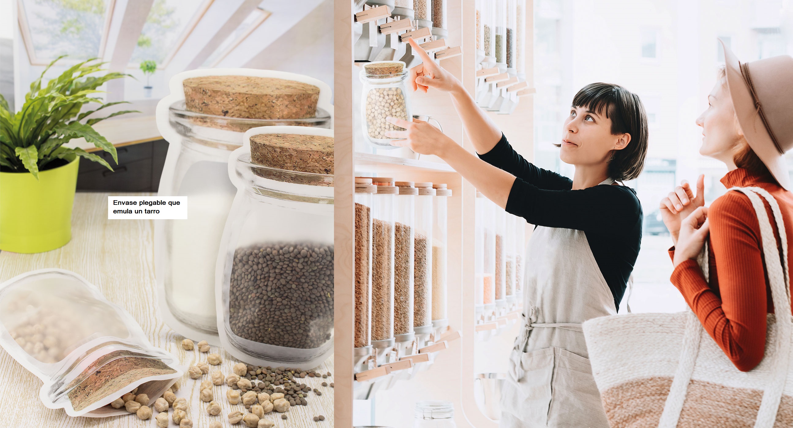 Bolsa para compra a granel de semillas, legumbres y cereales