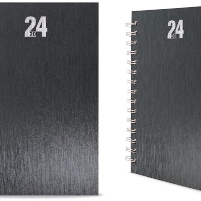 Agenda niquelada de efecto rayado personalizada