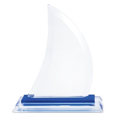 Trofeos de cristal forma vela de barco pequeña para personalizar