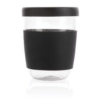 Vaso café con tapa y funda de silicona personalizado