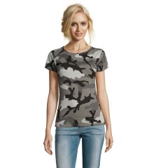 Camiseta personalizable Camuflaje Mujer Manga Corta Cuello Redondo